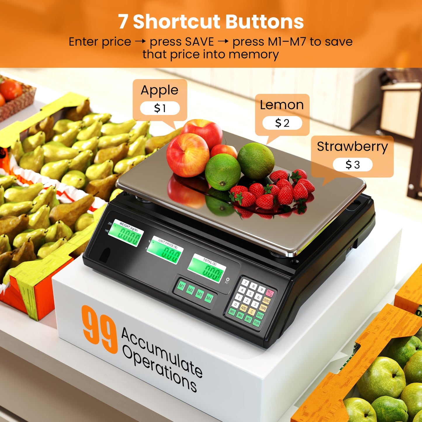 88lb Price Computing Scale Digital Commercial Food Scale with Counting Function