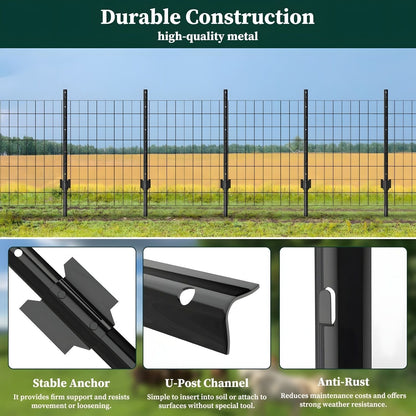 4 ft U-Shaped black metal garden fence posts by HouseOfZazla for wire mesh fencing on Tampa Home & Garden Store