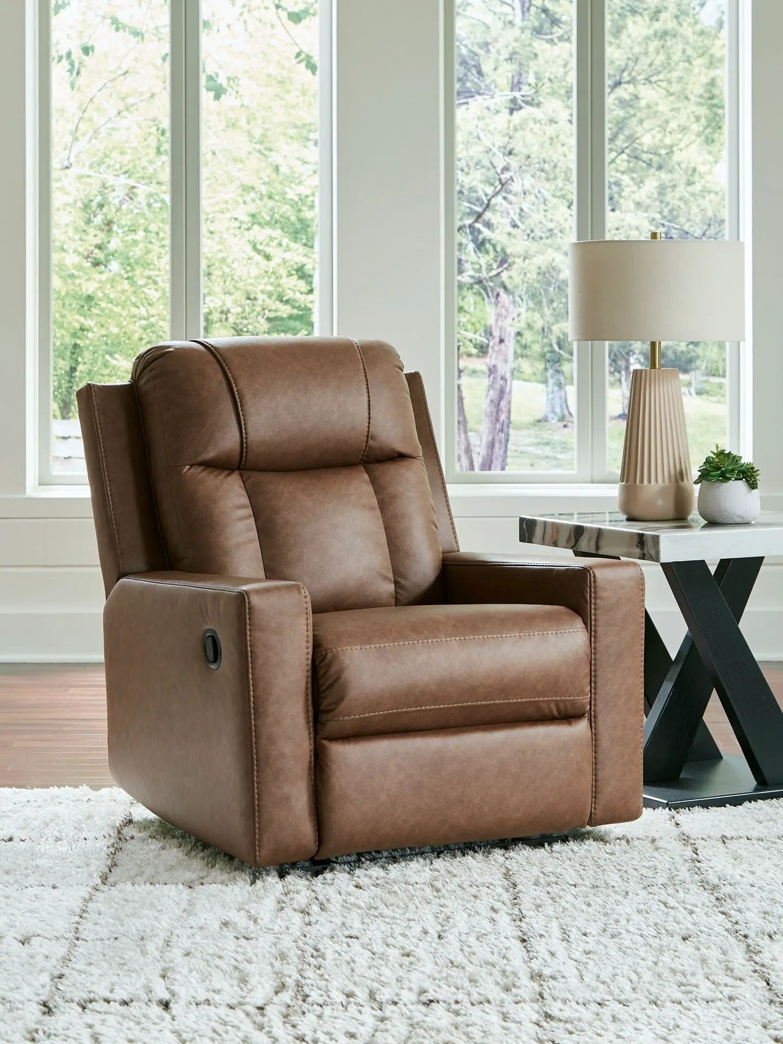 Mackmenville Zero Wall Recliner in brown leather by Unique Piece Furniture on Tampa Home & Garden Store