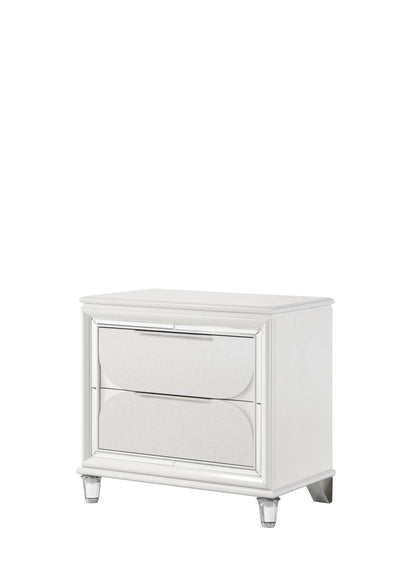 Tarian Pearl White Nightstand with Drawers