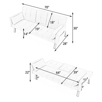 Sofa Bed With Foldable Design And Cup Holder by Unique Piece Furniture in beige fabric on Tampa Home & Garden Store