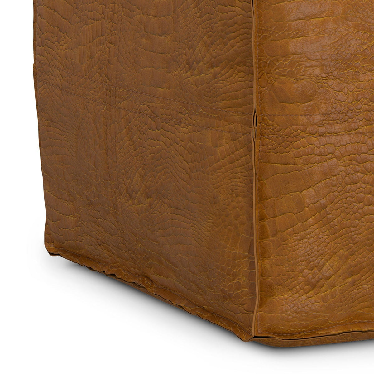 Square pouf ottoman in tan genuine leather finish, HouseOfZazla accent pouf on Tampa Home & Garden Store