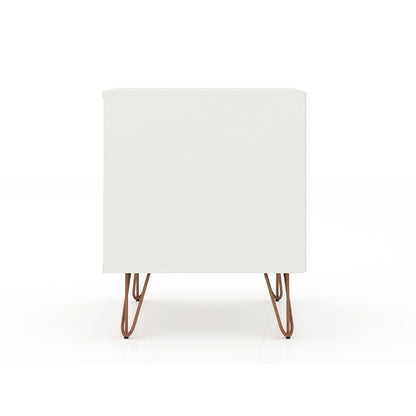 White nightstand Rockefeller 1-drawer with metal hairpin legs on Tampa Home & Garden Store
