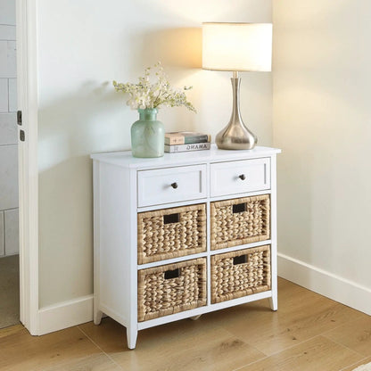 Flavius console cabinet white with two top drawers and woven baskets by Unique Piece Furniture on Tampa Home & Garden Store