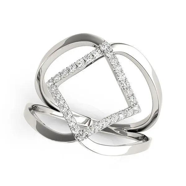 14k white gold interlaced diamond ring featuring a diamond-encrusted square frame on Tampa Home & Garden Store