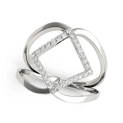 14k white gold interlaced diamond ring featuring a diamond-encrusted square frame on Tampa Home & Garden Store