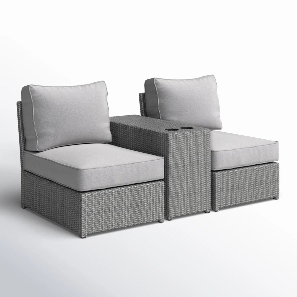 Weather Resistant Wicker Conversation Set 3-Piece Cushioned Gray Wicker by HouseOfZazla on Tampa Home & Garden Store