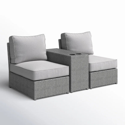 Weather Resistant Wicker Conversation Set 3-Piece Cushioned Gray Wicker by HouseOfZazla on Tampa Home & Garden Store