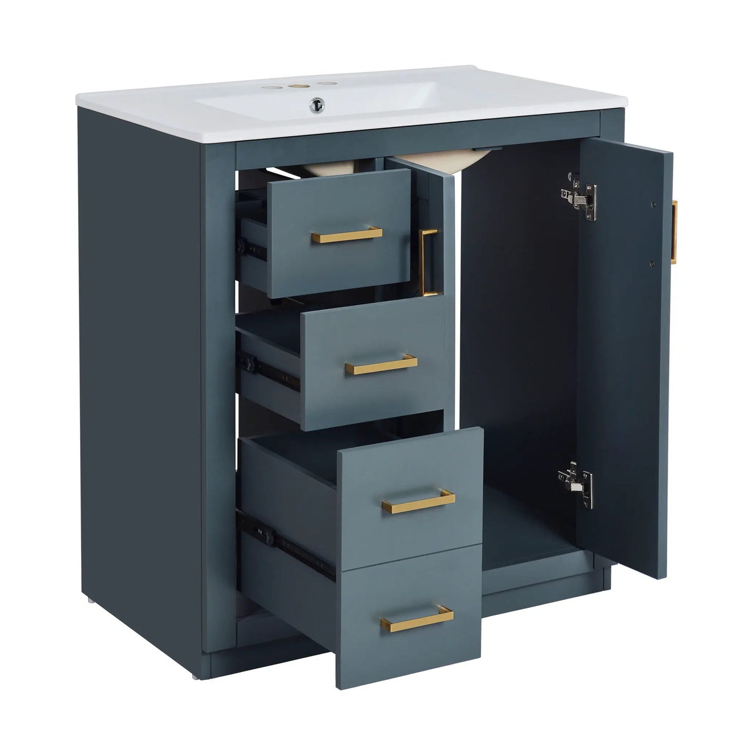 Ceramic Sink Vanity by Unique Piece Furniture with white top and 3 drawers soft-close doors on Tampa Home & Garden Store