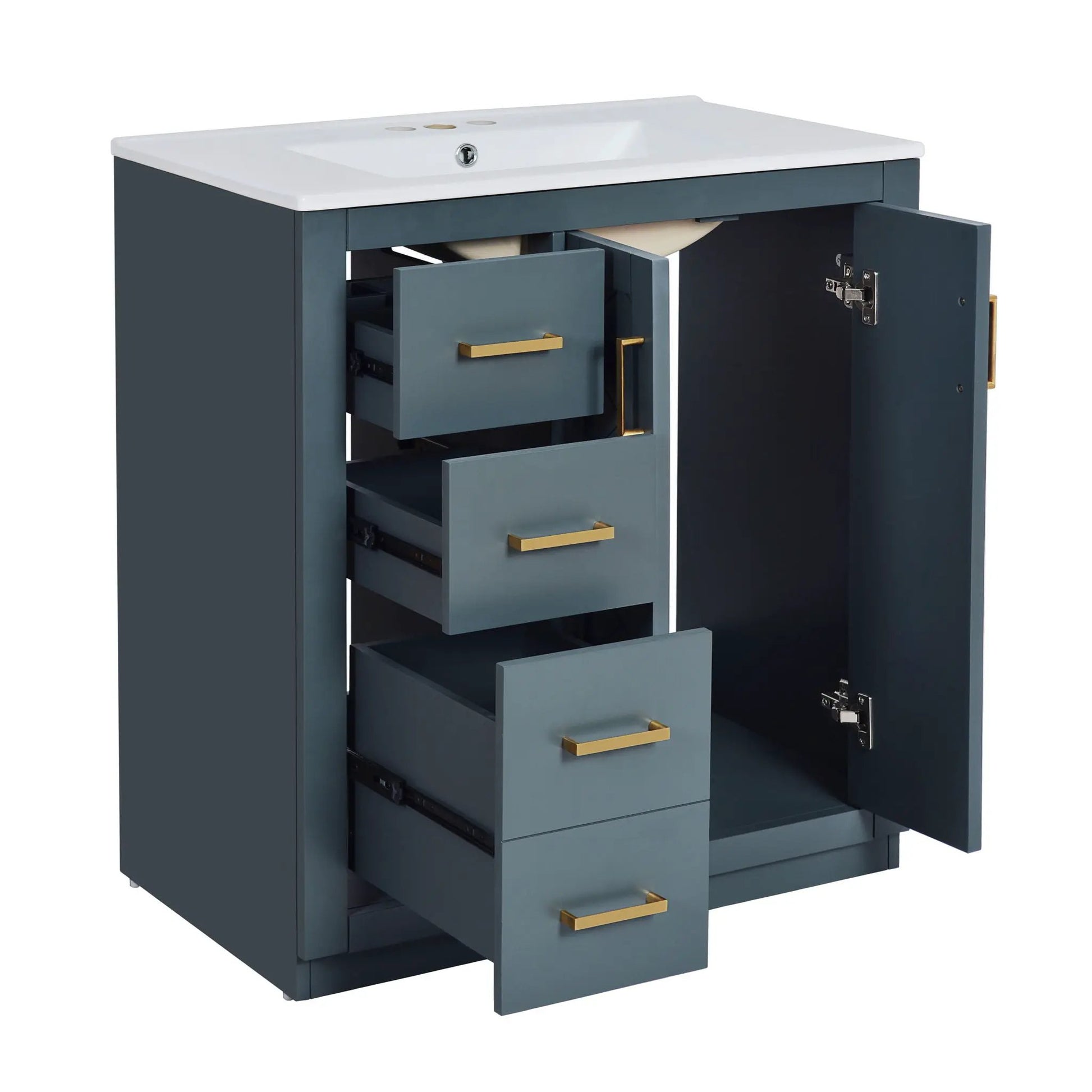 Ceramic Sink Vanity by Unique Piece Furniture with white top and 3 drawers soft-close doors on Tampa Home & Garden Store