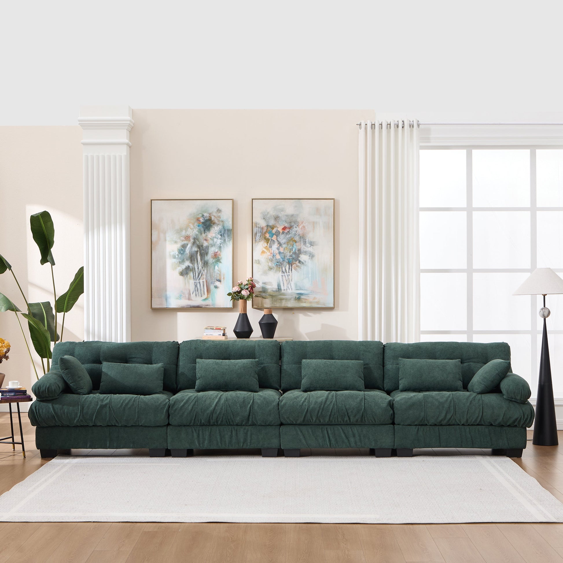 Modular Sectional Sofa Cloud Couch in teal fabric with tufted cushions on Tampa Home & Garden Store