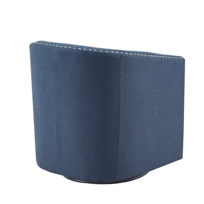 Luxurious swivel chair blue fabric with nailhead trim and 360° rotation by HouseOfZazla on Tampa Home & Garden Store