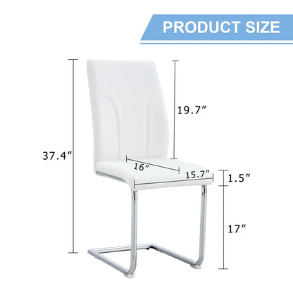 Dining chair set in white faux-leather with high back and chrome legs on Tampa Home & Garden Store