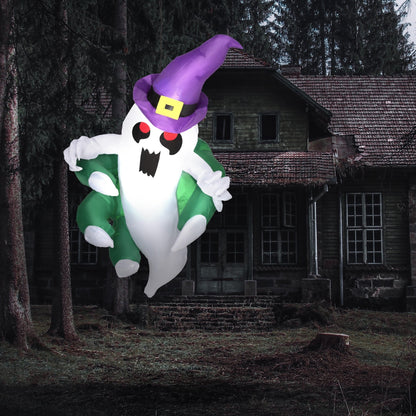 4ft animated ghost inflatable with LED illumination, purple hat, red eyes, cape HouseOfZazla on Tampa Home & Garden Store