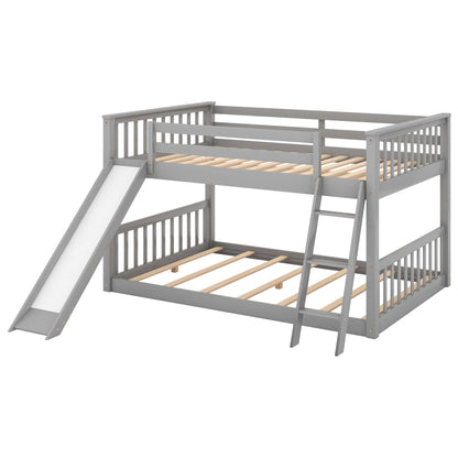 HouseOfZazla bunk bed with convertible slide and ladder in gray, two-level frame with rails on Tampa Home & Garden Store