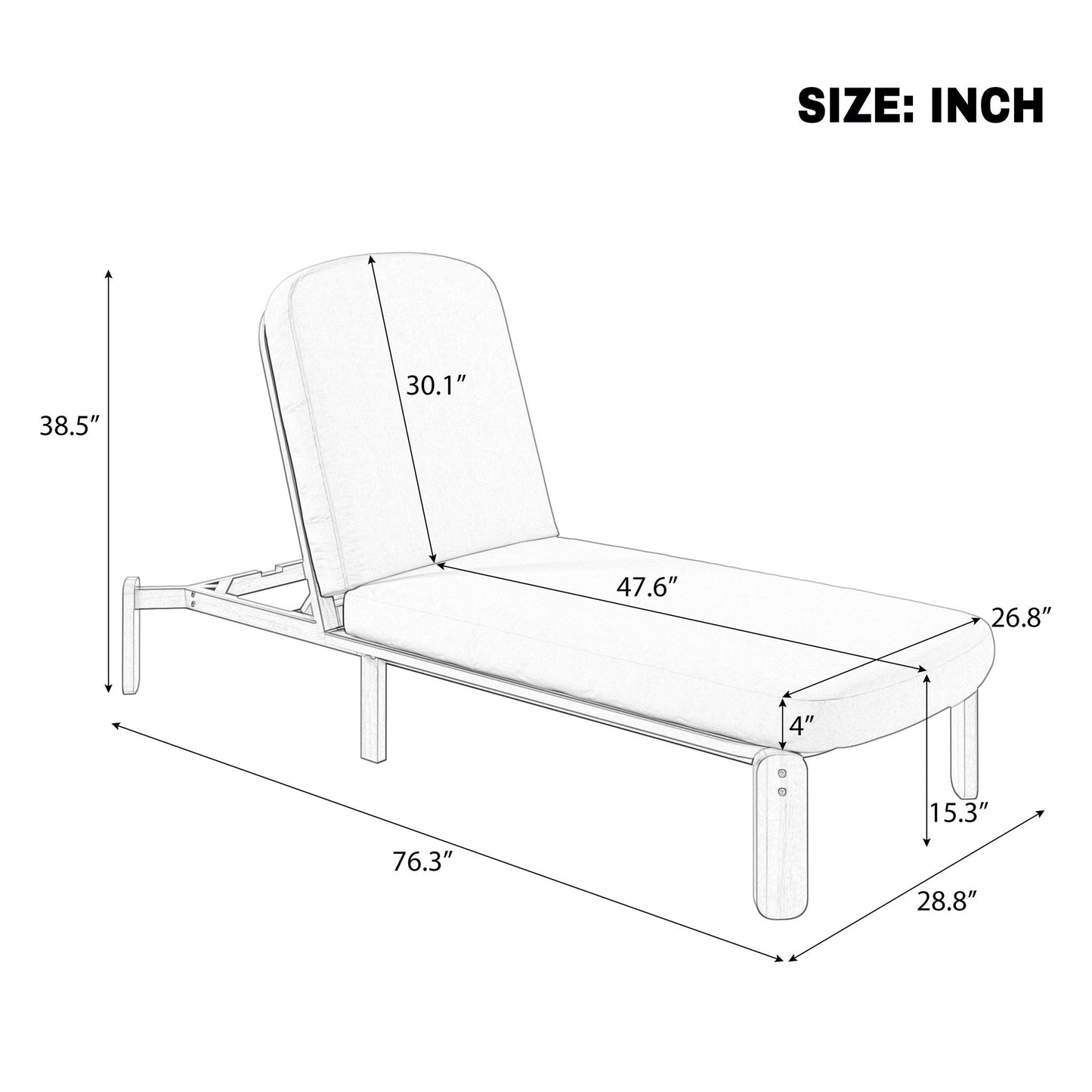 Outdoor chaise lounge with adjustable backrest cushioned seat by HouseOfZazla, sunlounger on Tampa Home & Garden Store