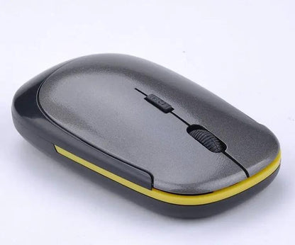 Laptop wireless mouse, gray top with yellow trim and black base on Tampa Home & Garden Store