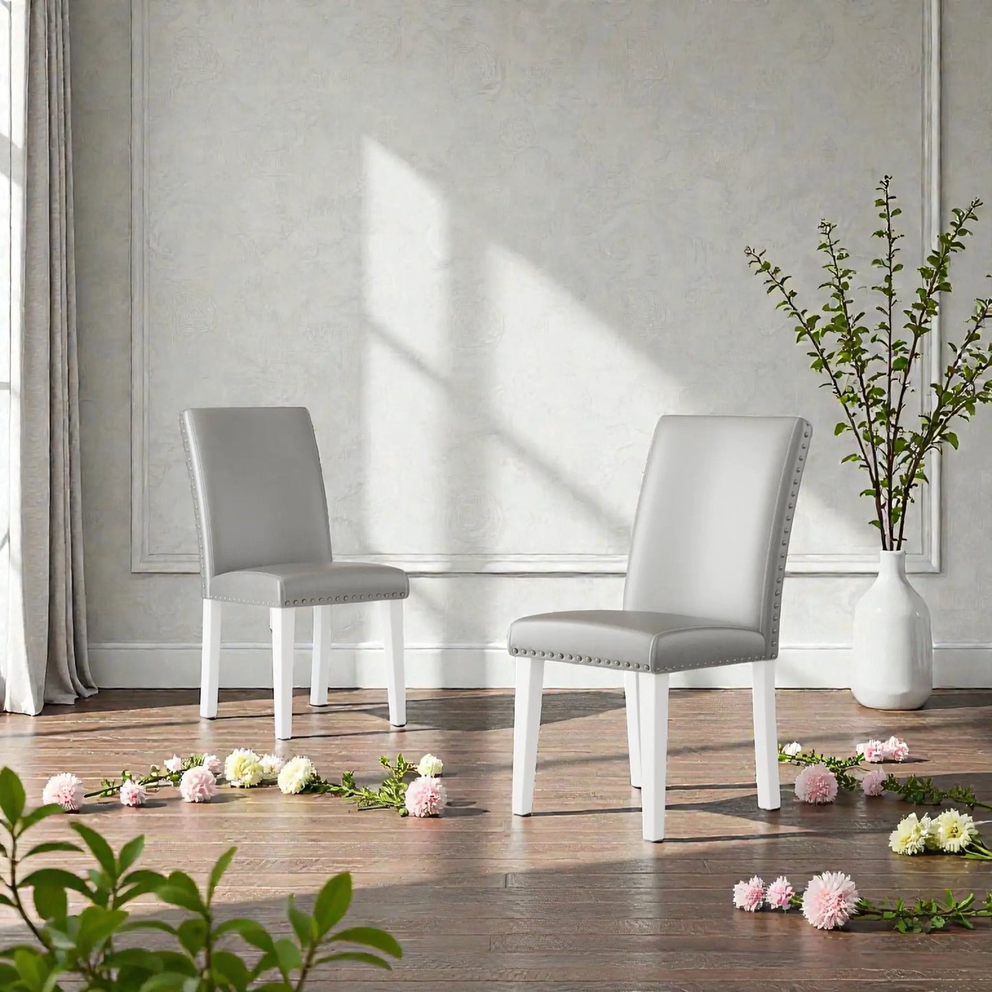 Upholstered Dining Chairs High Back Design Set 2