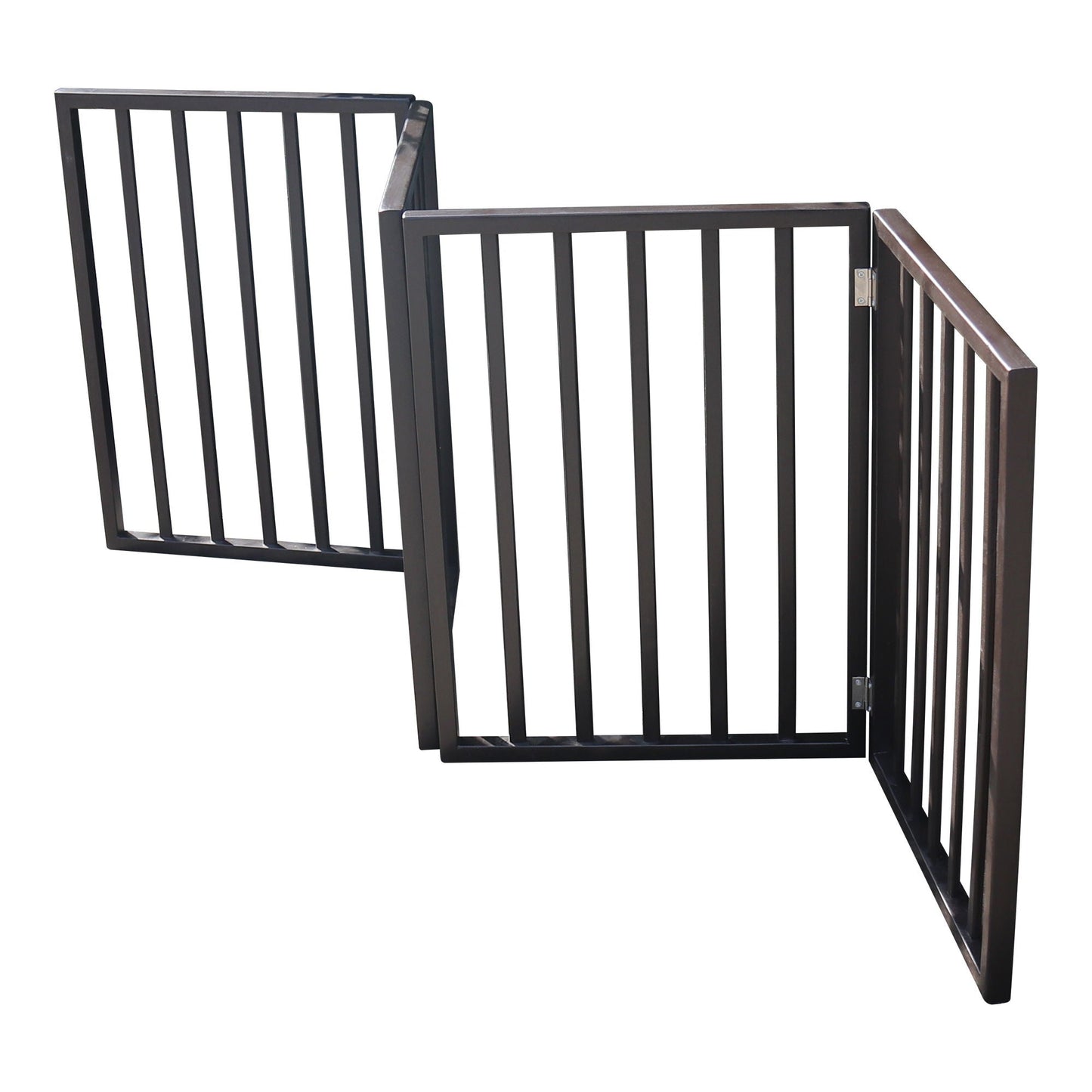 Pet gate folding dark brown metal with vertical slats, 2-panel freestanding by HouseOfZazla on Tampa Home & Garden Store