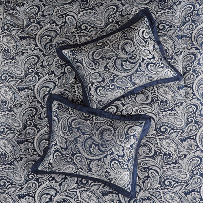Navy 12 Piece Cotton Comforter Set and Queen Bed