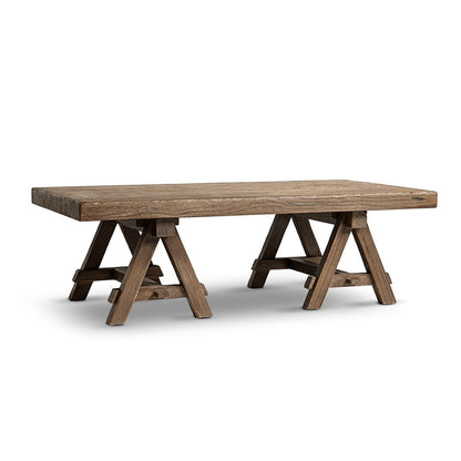 Trestle coffee table solid reclaimed elm dark brown finish HouseOfZazla on Tampa Home & Garden Store