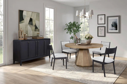 Elegant round dining table with natural wood finish and pedestal base on Tampa Home & Garden Store