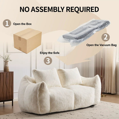 Giant Bean Bag Couch and Fluffy Loveseat