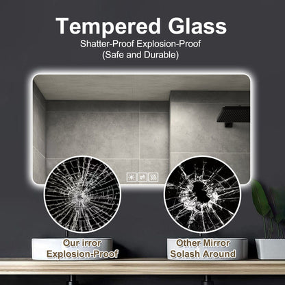 LED bathroom mirror Pearl Silver with 3-color dimmable backlight, tempered glass HouseOfZazla on Tampa Home & Garden Store