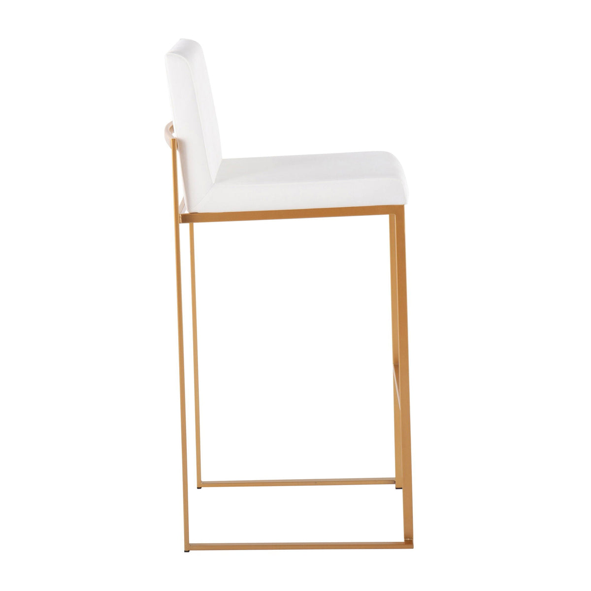 Barstool contemporary high-back with white upholstery and gold frame on Tampa Home & Garden Store