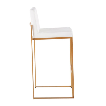 Barstool contemporary high-back with white upholstery and gold frame on Tampa Home & Garden Store