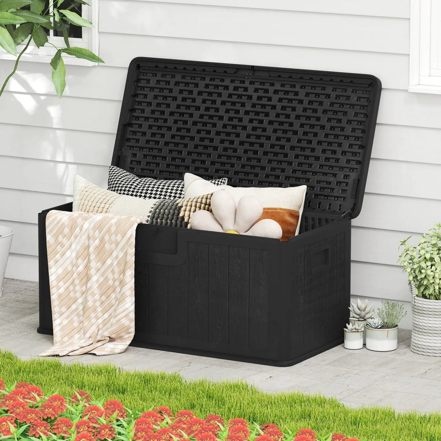 100 Gallon Large Deck Box With Lockable Lid