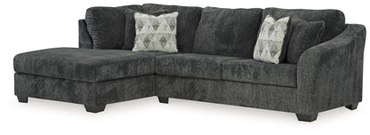Biddeford sectional by Unique Piece, charcoal textured fabric, L-shaped stationary with cushions on Tampa Home & Garden Store