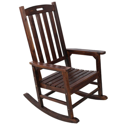 Oversized porch rocker chair, dark stained wood, tall back by Unique Piece Furniture on Tampa Home & Garden Store