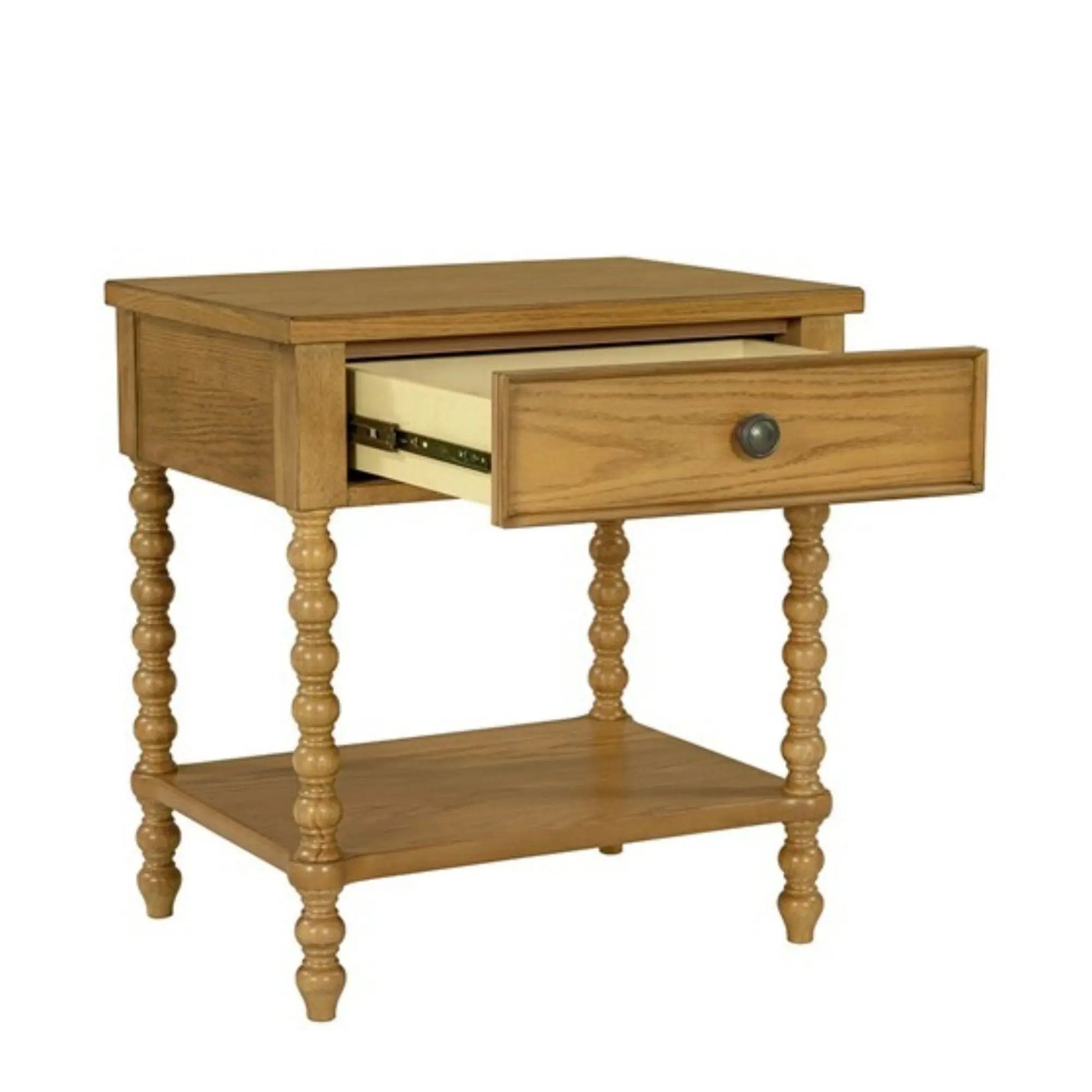 Traditional oak wood accent nightstand with drawer and shelf by Unique Piece Furniture on Tampa Home & Garden Store