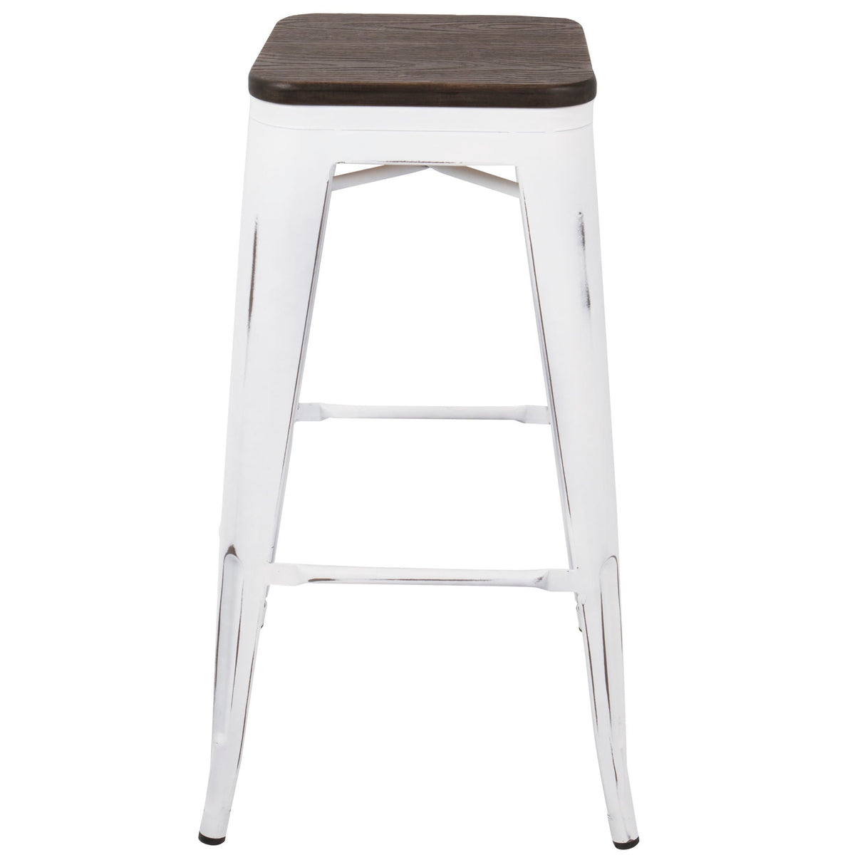 Barstool set of 2 with white legs and dark wood seat; contemporary design by HouseOfZazla on Tampa Home & Garden Store