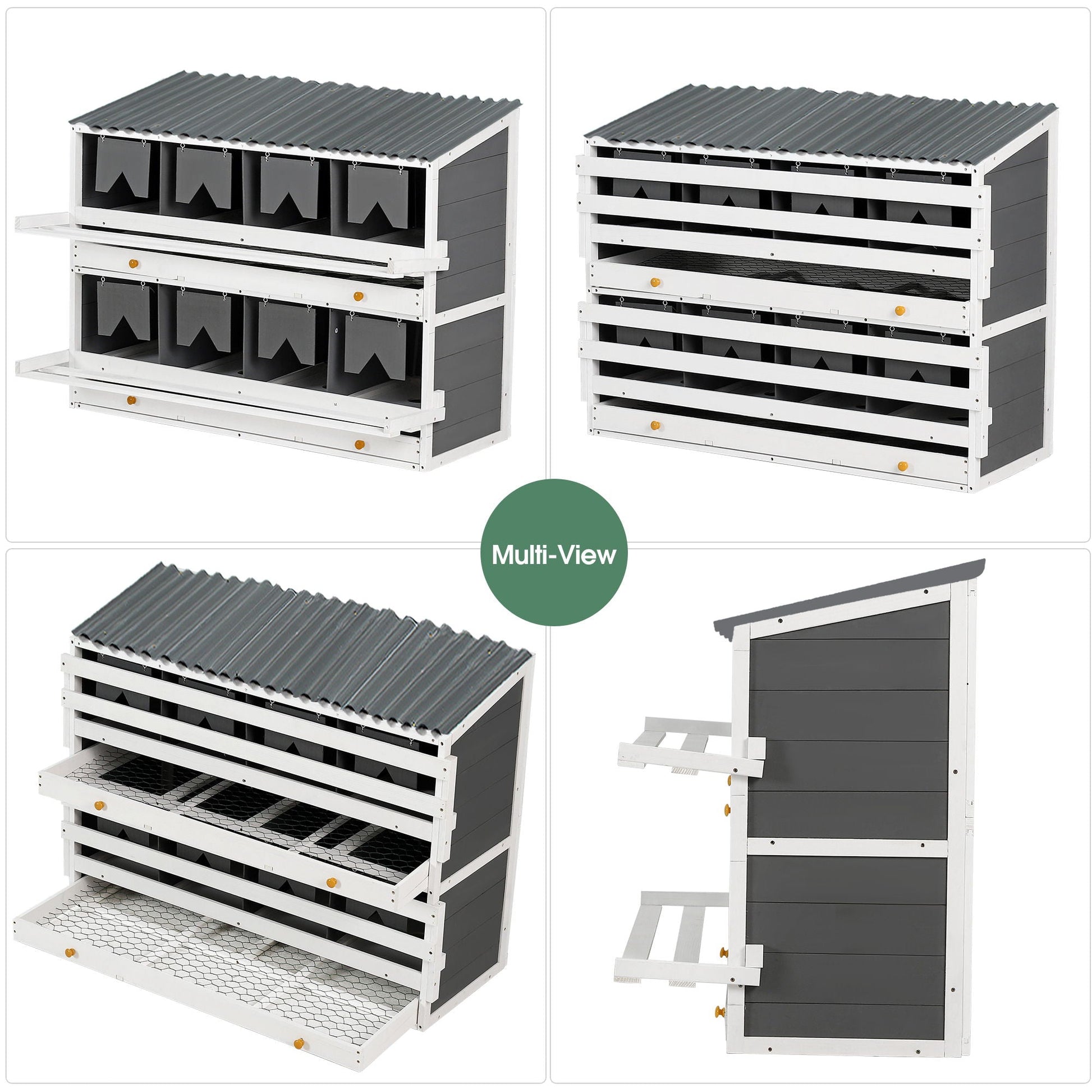 Wooden chicken nesting box white gray with 2 egg collection drawers HouseOfZazla on Tampa Home & Garden Store