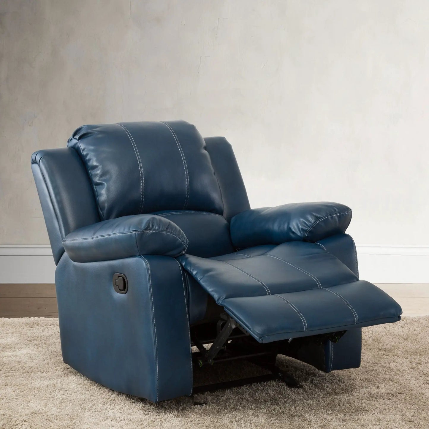 Charlotte Glider Recliner by Unique Piece Furniture in blue leather on Tampa Home & Garden Store