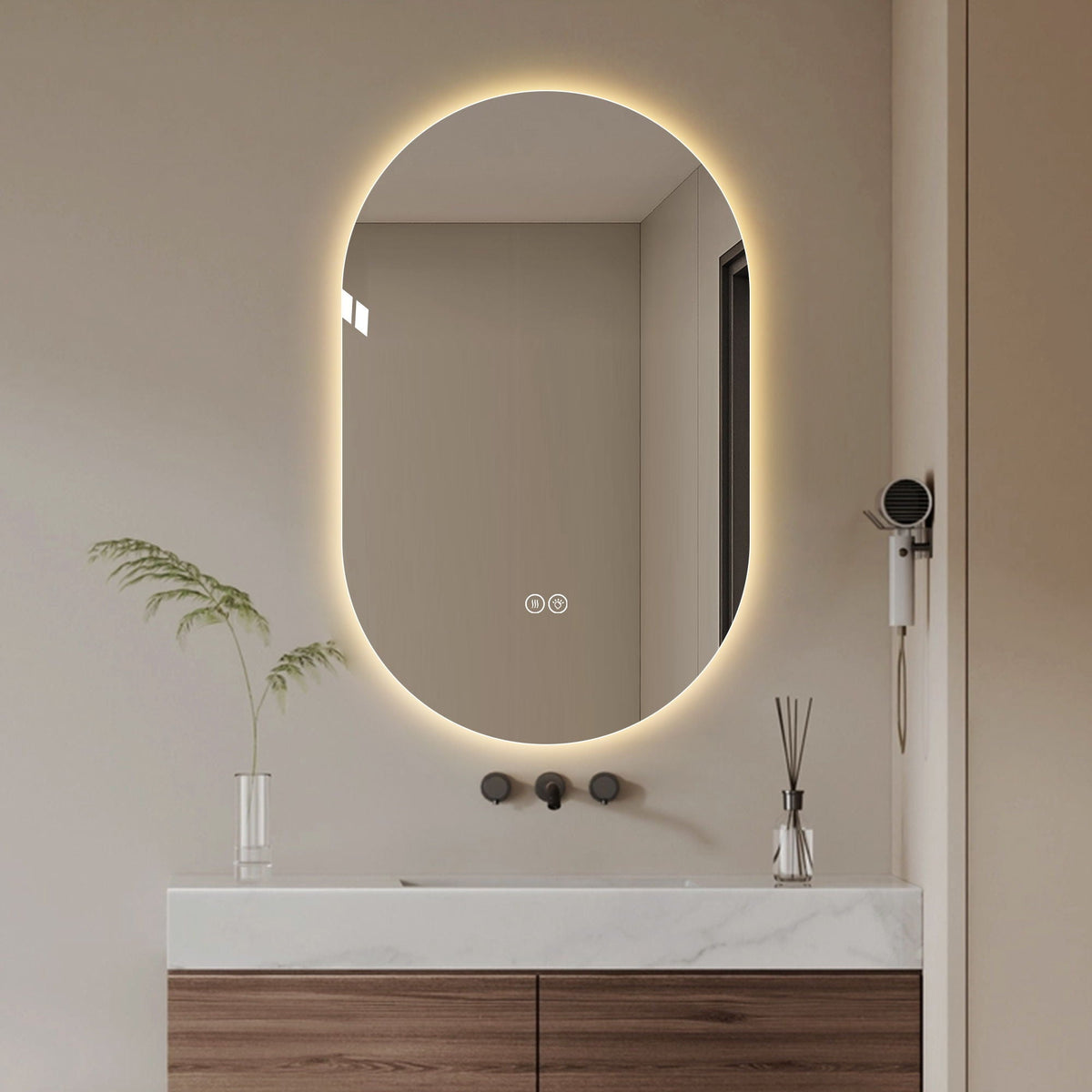 Smart LED wall mirror Pearl Silver with touch screen and adjustable lighting HouseOfZazla on Tampa Home & Garden Store