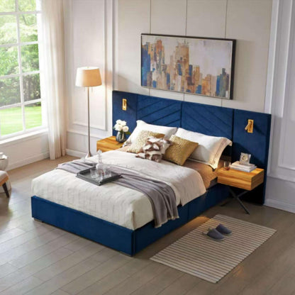 Modern Upholstered Bed and Wingback Headboard