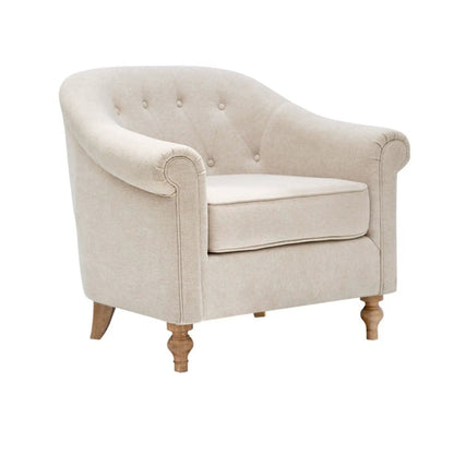 Fayette Tufted Accent Arm Chair in Cream