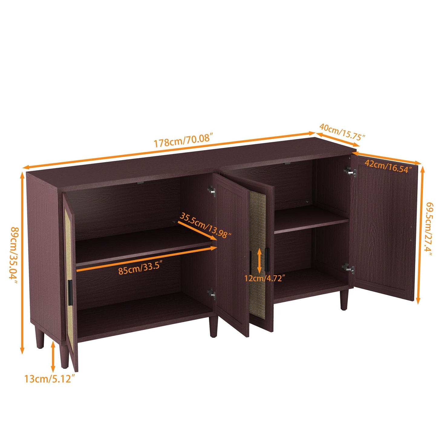 Buffet cabinet with adjustable shelves in espresso wood finish, HouseOfZazla kitchen sideboard on Tampa Home & Garden Store