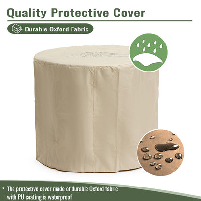 Beige 30in fire pit table cover in durable Oxford fabric with waterproof PU coating on Tampa Home & Garden Store