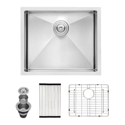 Undermount stainless steel sink single bowl by HouseOfZazla with drain strainer, grid and rack on Tampa Home & Garden Store
