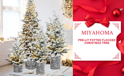 2ft flocked Christmas tree with pot base, snowy branches, pre-lit lights, HouseOfZazla on Tampa Home & Garden Store