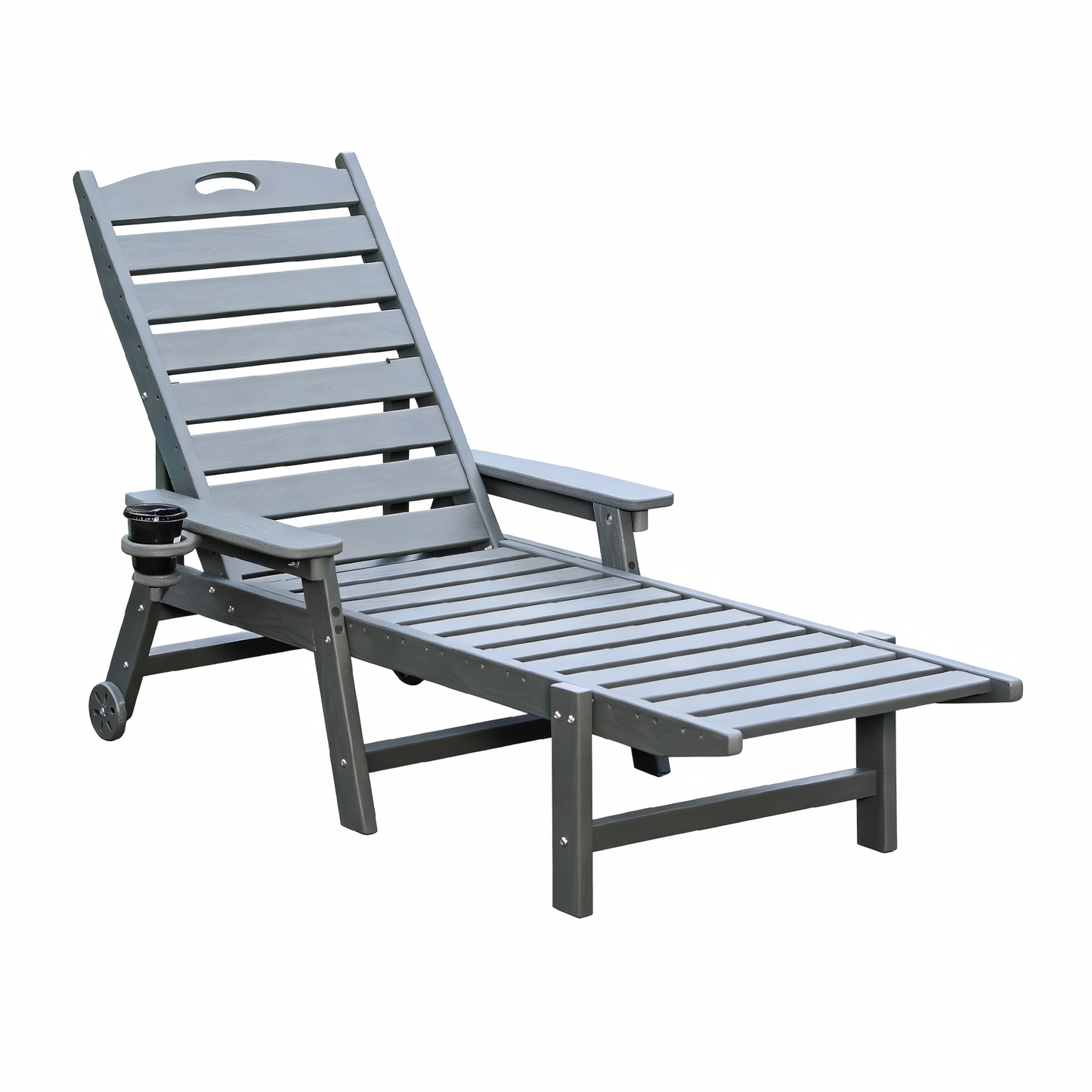 HDPE Chaise Lounge Chair Outdoor with Adjustable Backrest gray HouseOfZazla on Tampa Home & Garden Store