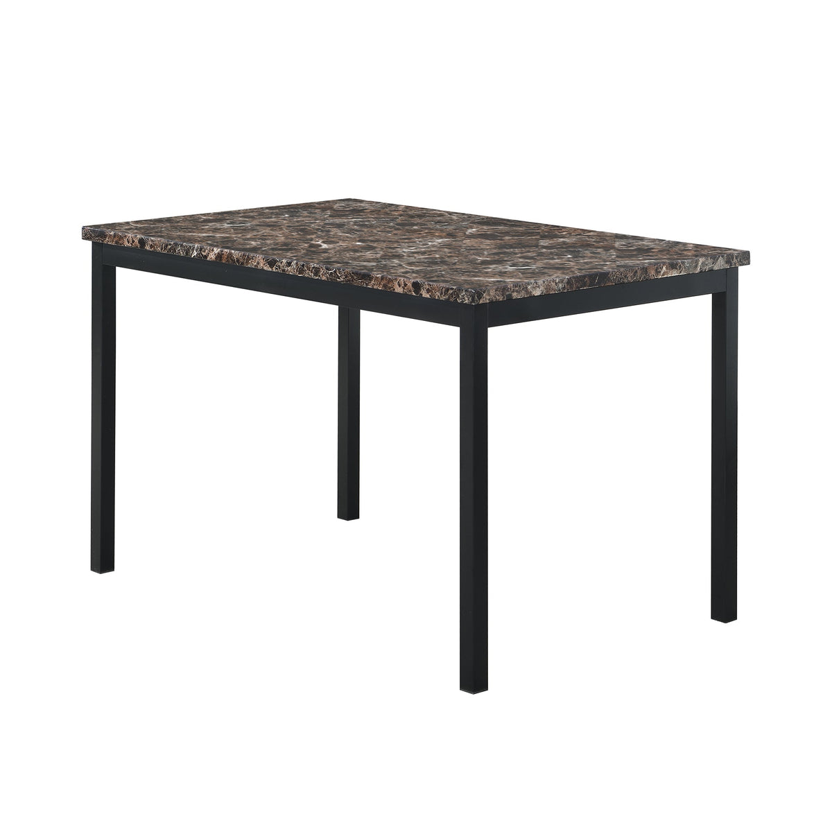 Coffee table with dark faux marble top and black metal frame on Tampa Home & Garden Store
