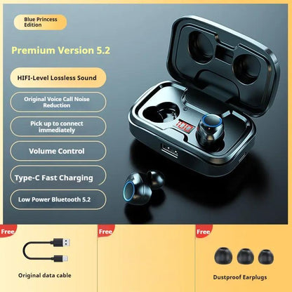 Simple Home Earbuds wireless Bluetooth in charging case, black with blue ring FLIPSTYLEZLLC on Tampa Home & Garden Store