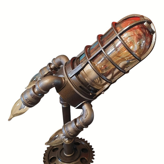 Steampunk Flame Effect Lamp – Remote Control Vintage Industrial Table Light Decor - Tampa Home & Garden Store