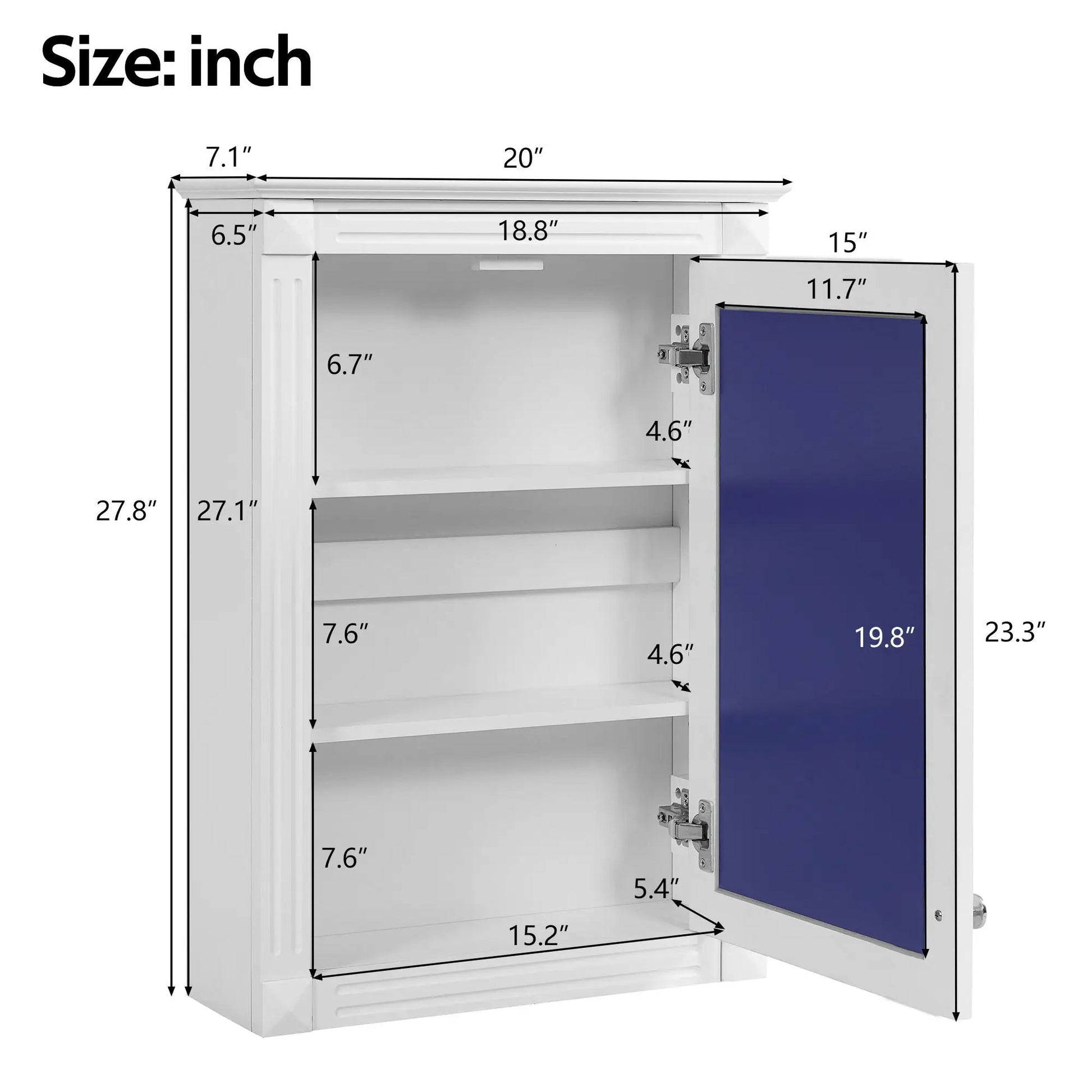 Wall-mounted medicine cabinet with mirror over toilet, white finish by Unique Piece Furniture on Tampa Home & Garden Store