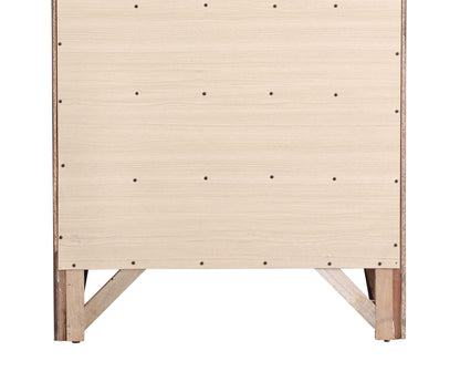 Media Chest natural wood finish underside view with screws and crisscross legs on Tampa Home & Garden Store